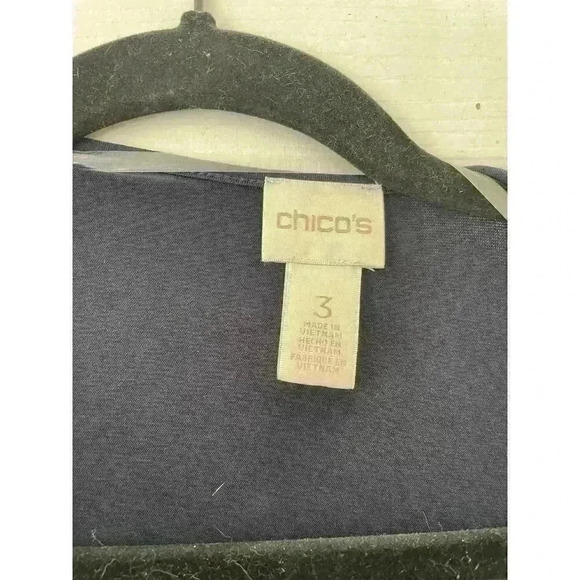 Chico's Size 3 Kit Knit Navy Blue Long Jacket Open Front Zip Detail NWT - Picture 3 of 5